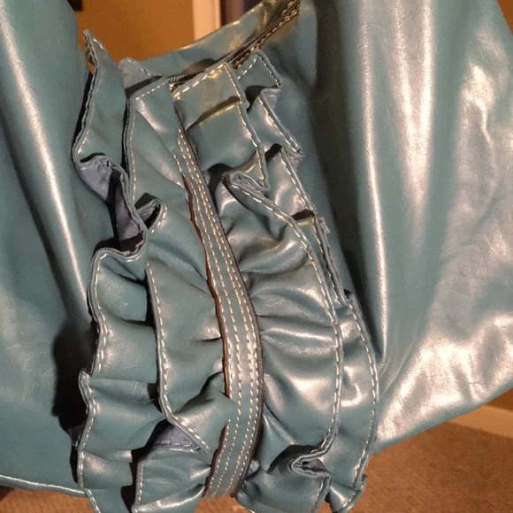 NWT NYCO teal handbag with ruffle detail - Picture 2 of 4
